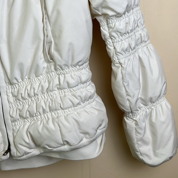 Hybris Y2K Made in Italy white down puffer jacket ruched 36 XS - Picture 2 of 11